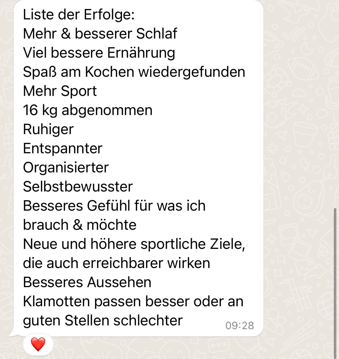 Whatsapp Nachricht einer Klientin mit ihren Abnehm-Erfolgen