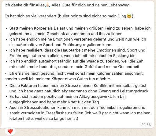 Whatsapp Nachricht mit Abnehm-Erfolgen