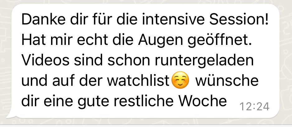 Klientin bedankt sich per Whatsapp für die Abnehm-Session